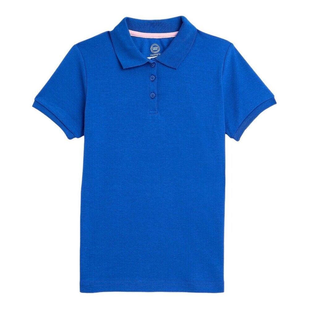 Pack Of 3  Girls School Uniform Short Sleeve Polo Shirts Blue XL (14-16) - Picture 2 of 8
